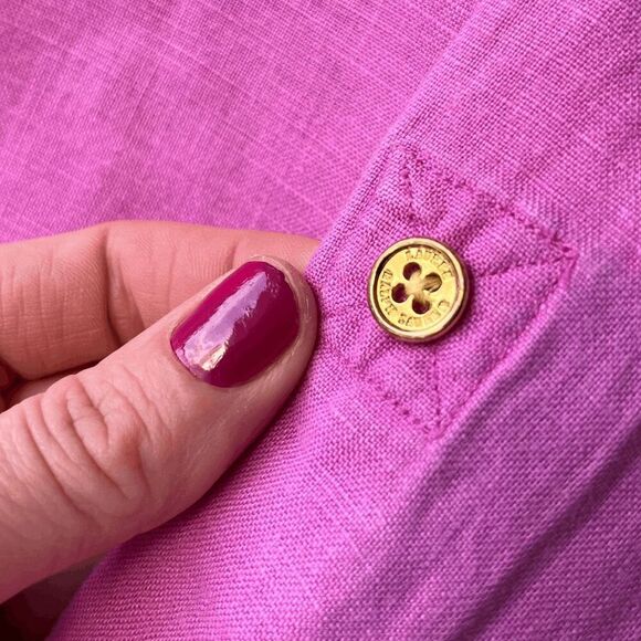 Lauren Ralph Lauren Pink Linen Button-Down Shirt XL Valentine - Picture 4 of 7